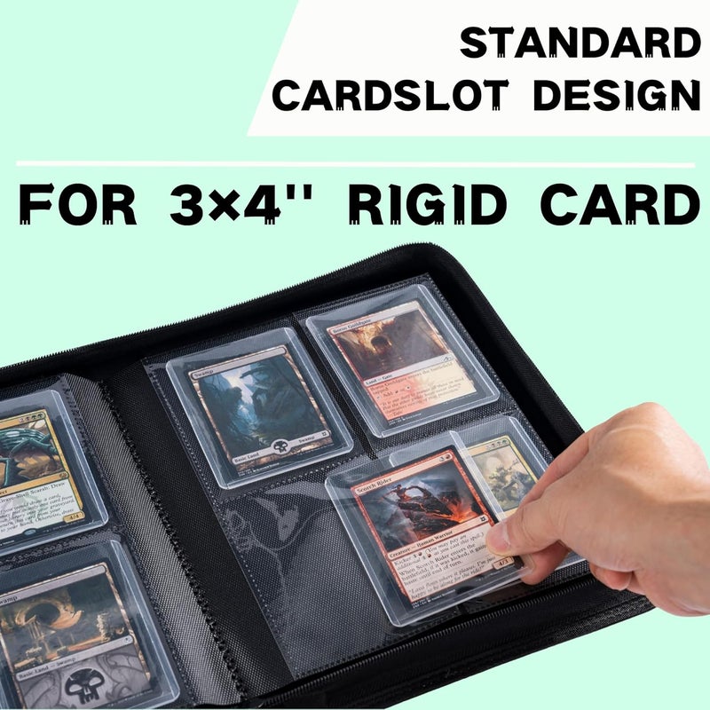 KUOOKING Toploader Binder, Holds 128+ Toploaders, 4 Pocket Top Loader Card Storage Case, Double-Sided Pockets for trading card in 3 x 4'' Toploaders (Light Green) - Image 5